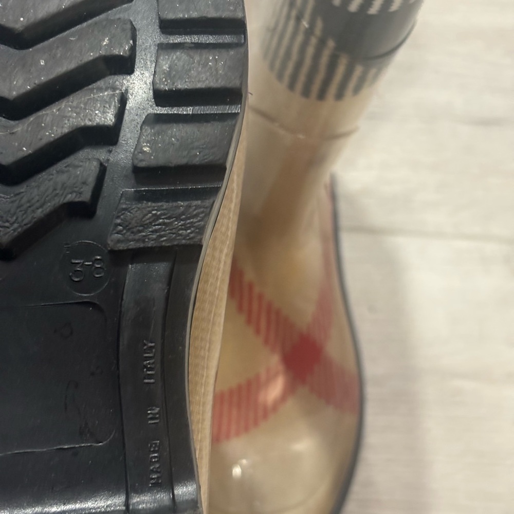 Burberry Beige Black and Red Plaid Rain Boots - Picture 5 of 7